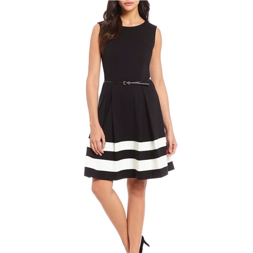 Calvin Klein sleeveless black and white dress